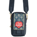 Louis Vuitton Double Phone Pouch Monogram Denim Leather Shoulder