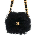 Chanel Shearling Fur Decoration Turnlock Chain Shoulder Bag