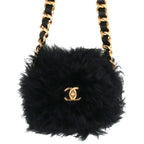 Chanel Shearling Fur Decoration Turnlock Chain Shoulder Bag