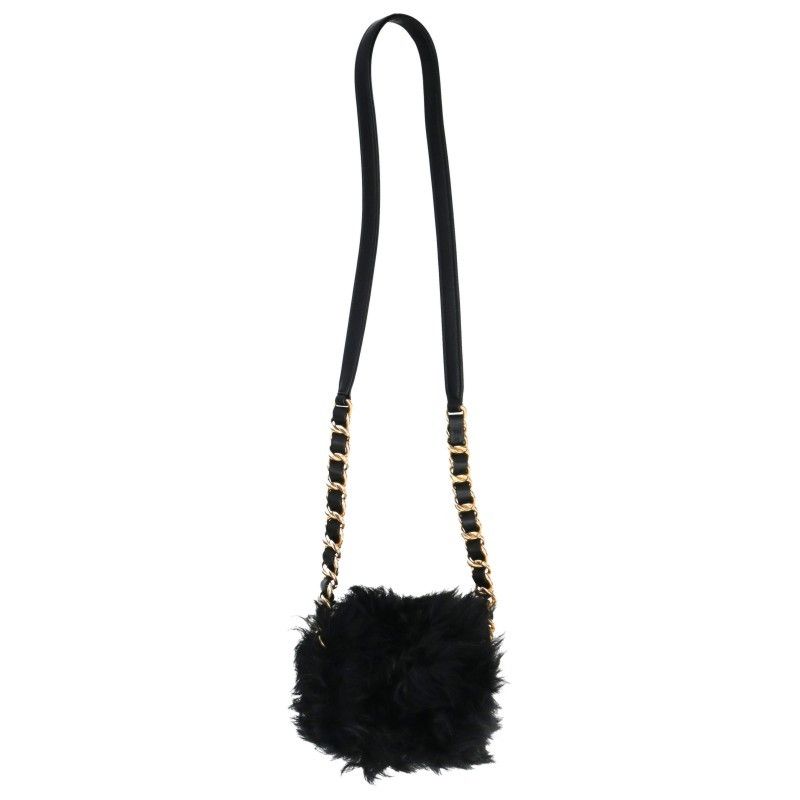 Chanel Shearling Fur Decoration Turnlock Chain Shoulder Bag