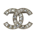 Chanel Brooch CC Logo Rhinestone Silver