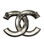 Chanel Brooch CC Logo Rhinestone Silver — view 2