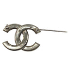 Chanel Brooch CC Logo Rhinestone Silver — view 4