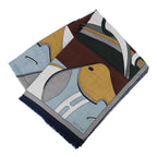 Hermes Heaven Shawl Rectangle Gray Multicolor Cashmere Silk Scarf