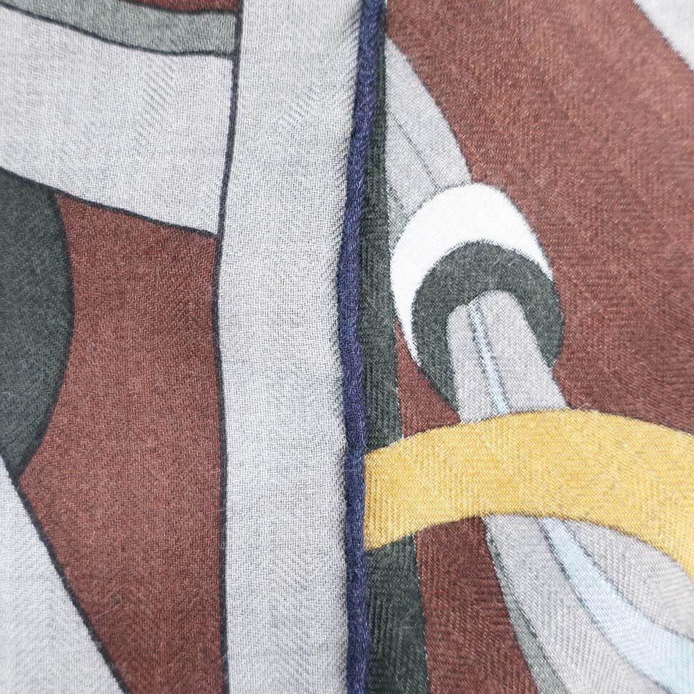 Hermes Heaven Shawl Rectangle Gray Multicolor Cashmere Silk Scarf — view 4