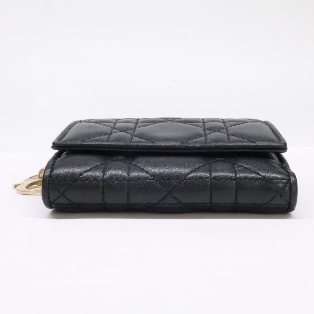 Dior Lady Dior Cannage Lambskin Compact Wallet — view 3
