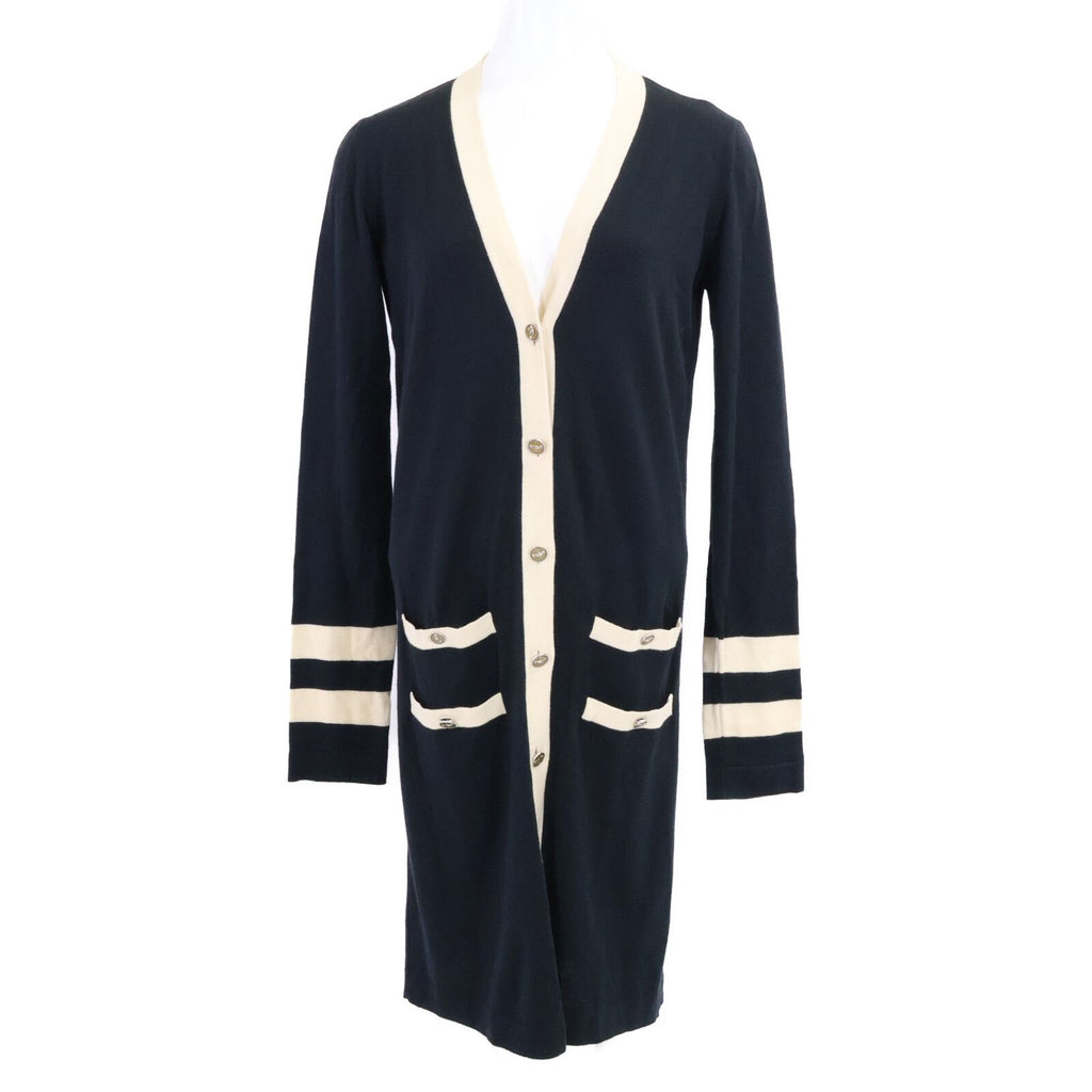 Chanel CC Logo Handshake Cashmere Blend Long Cardigan 36