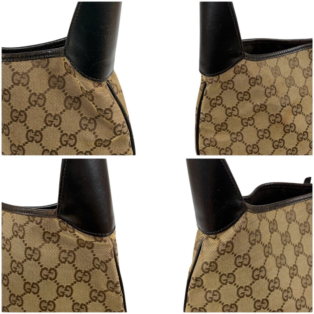 Gucci Jackie Line Shoulder Bag Hobo Sherry GG Canvas Brown — view 4
