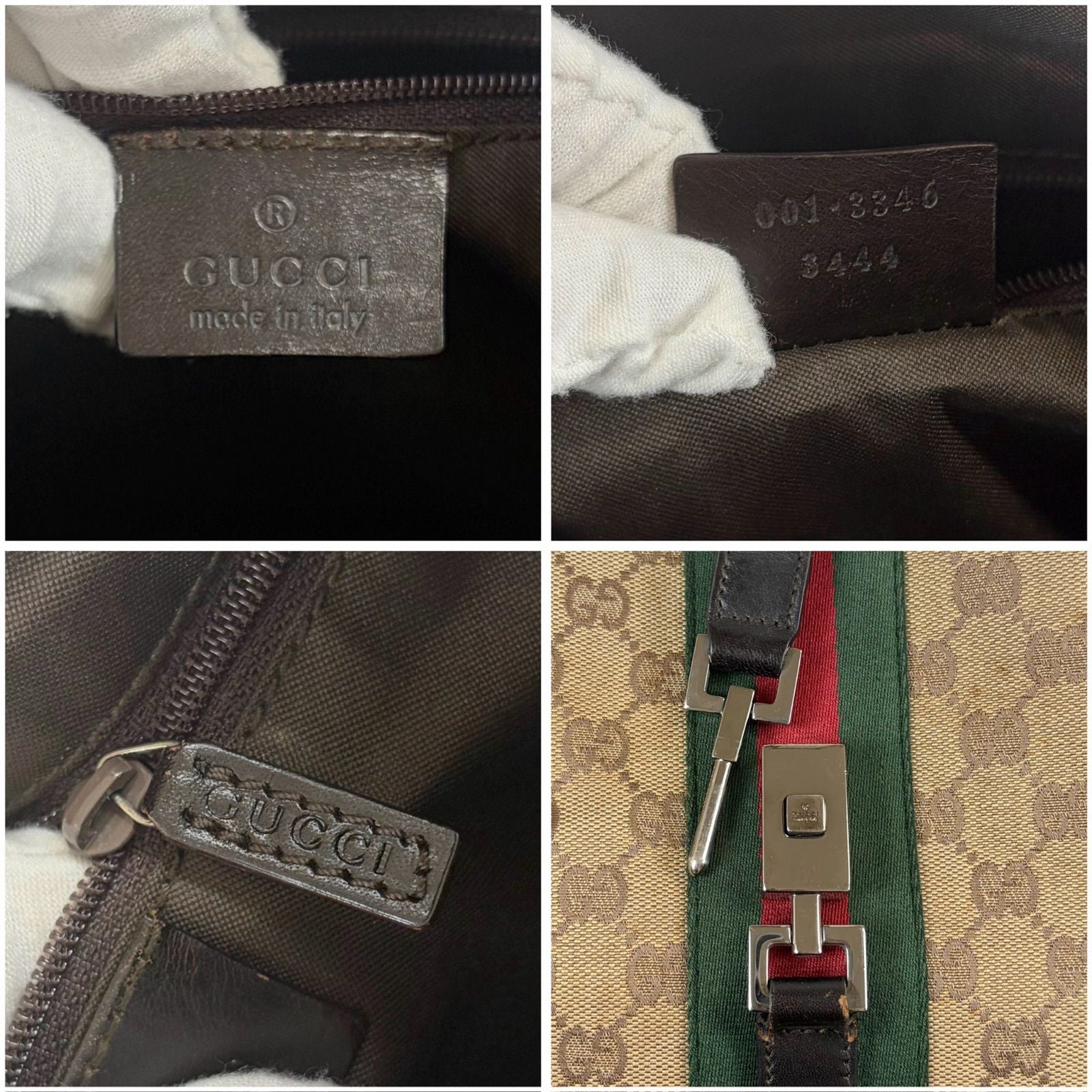 Gucci Jackie Line Shoulder Bag Hobo Sherry GG Canvas Brown — view 8