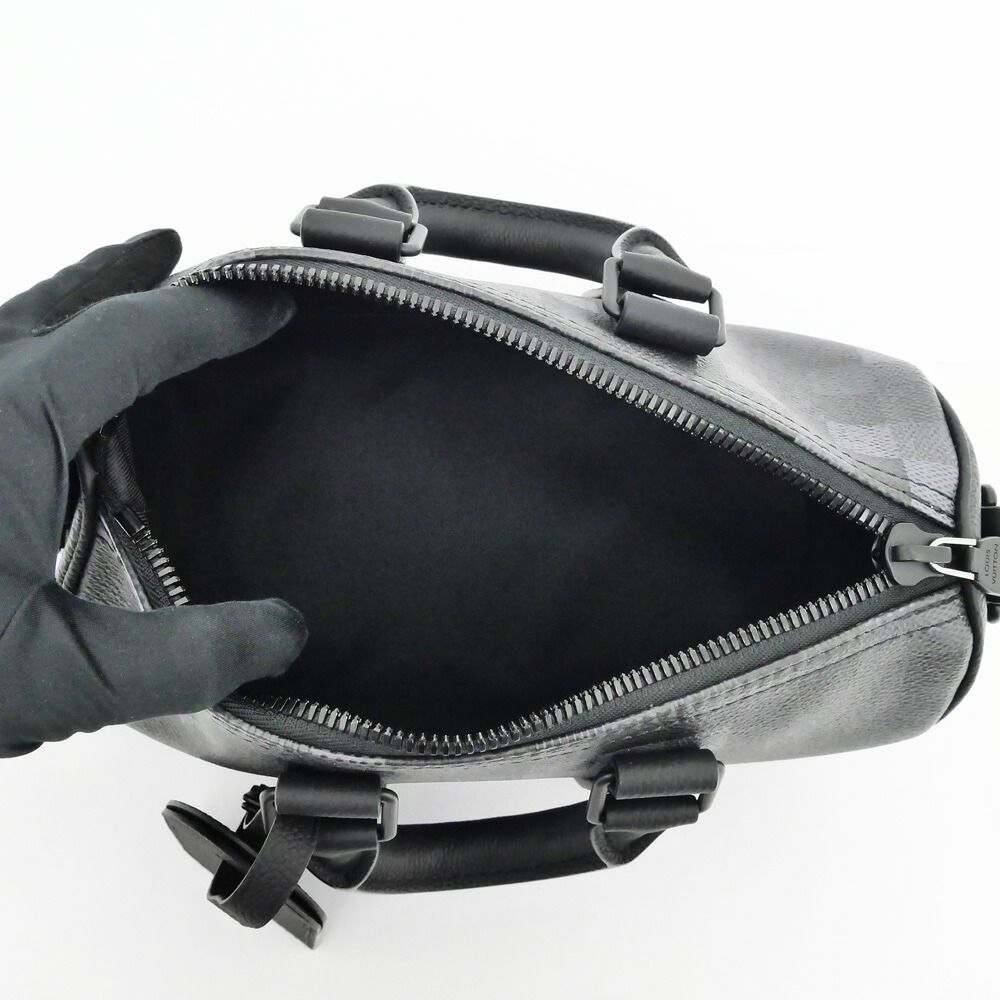 Louis Vuitton Monogram Macassar Damoflage Keepall Bandouliere 25 Black Hand Bag — view 6