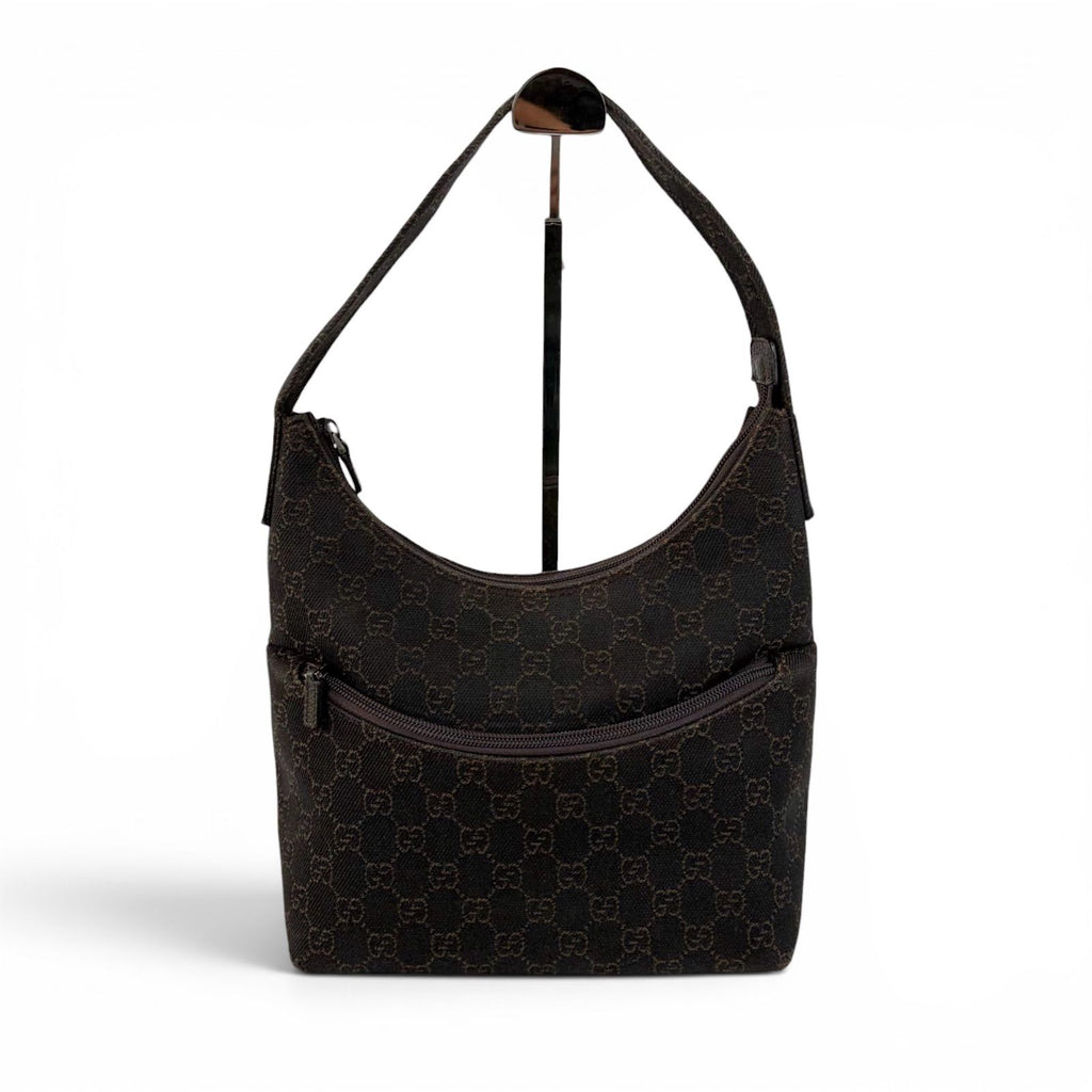 Gucci Shoulder Bag GG Canvas Hobo Brown Soho Vintage