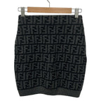 Fendi Skirt 36 S Aloj Gray Dark Zucca Pattern Cashmere Knit — view 2