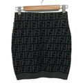 Fendi Skirt 36 S Aloj Gray Dark Zucca Pattern Cashmere Knit