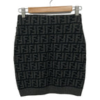 Fendi Skirt 36 S Aloj Gray Dark Zucca Pattern Cashmere Knit