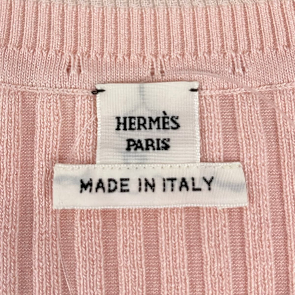 Hermes Vest 40 M Light Pink Silk Blend Knit Twill Lane — view 3