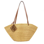 Loewe Shell Basket Tote Bag Straw Leather