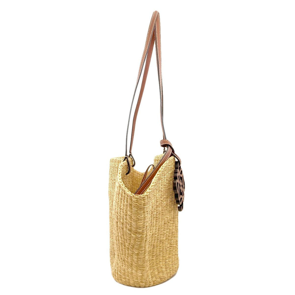 Loewe Shell Basket Tote Bag Straw Leather — view 3