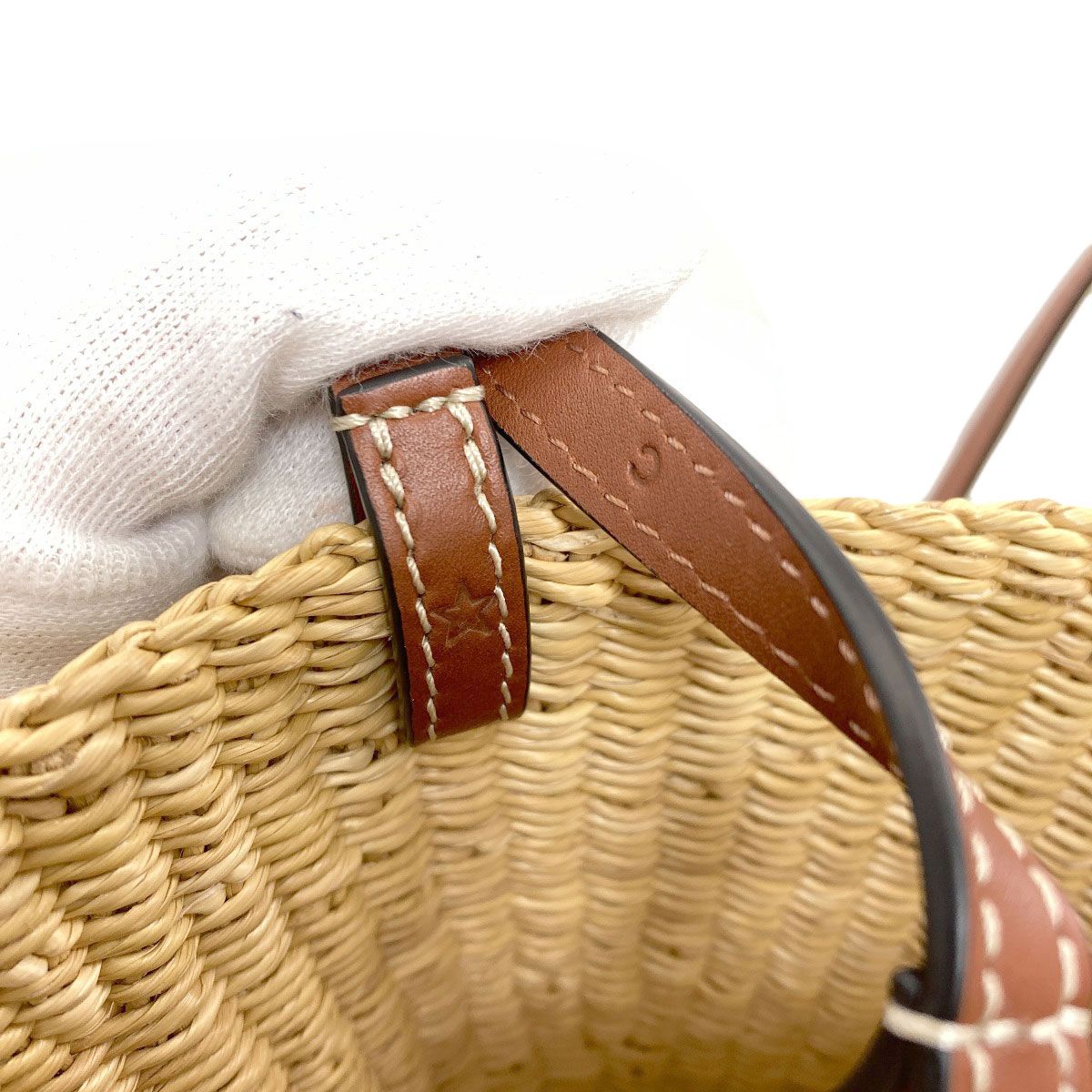 Loewe Shell Basket Tote Bag Straw Leather — view 8