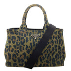 Prada Canapa Mini Leopard Print 2-Way Handbag Canvas