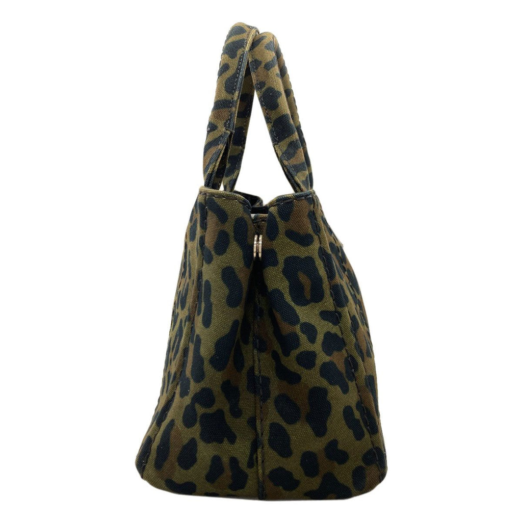 Prada Canapa Mini Leopard Print 2-Way Handbag Canvas — view 3