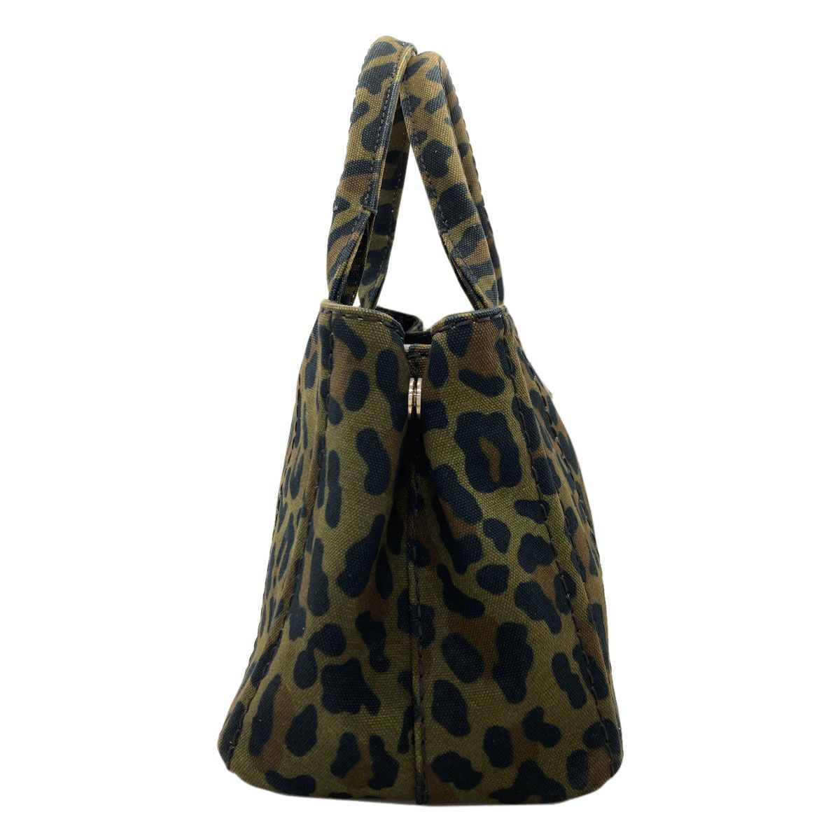 Prada Canapa Mini Leopard Print 2-Way Handbag Canvas — view 3