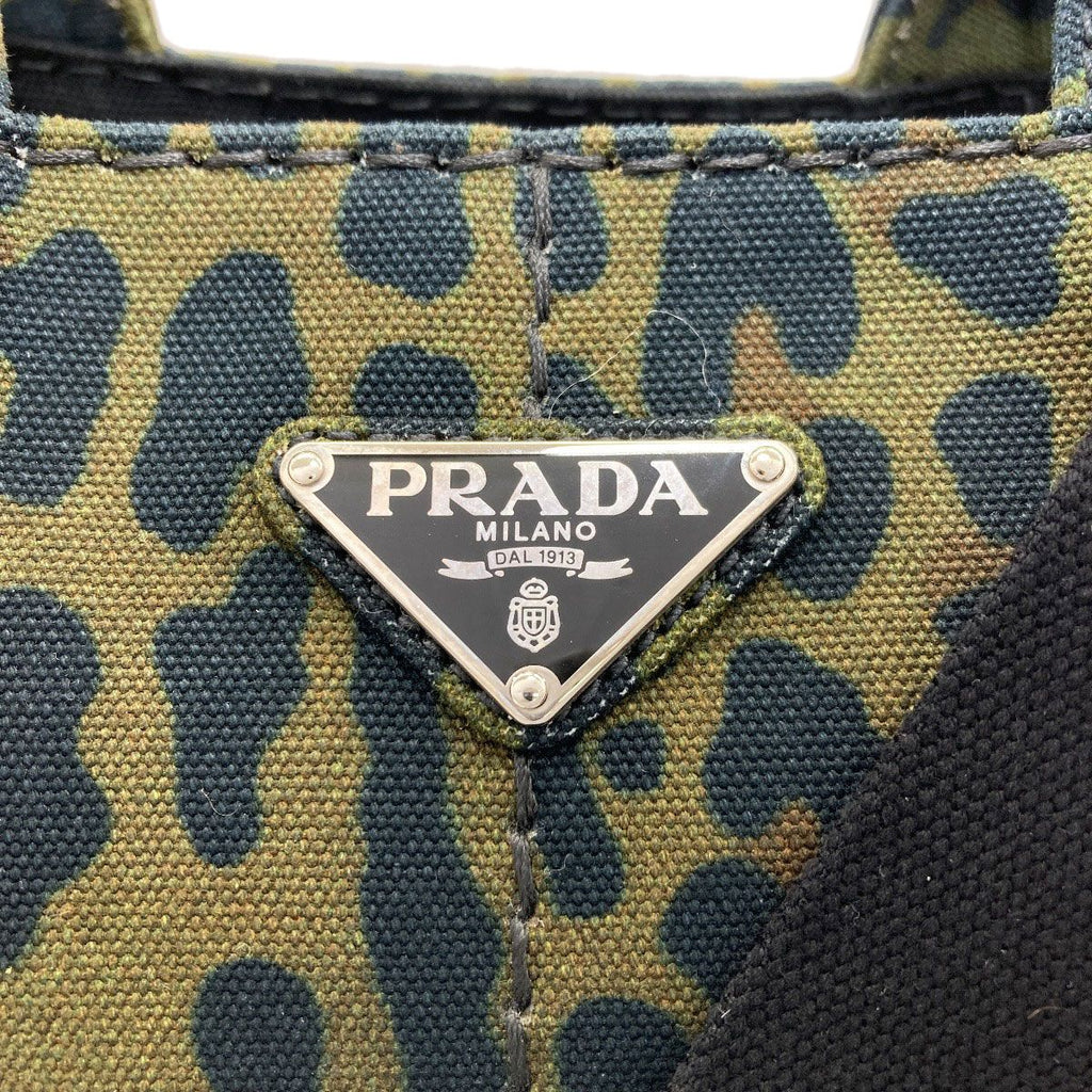 Prada Canapa Mini Leopard Print 2-Way Handbag Canvas — view 7