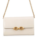 Saint Laurent Paris Chain Shoulder Bag Wallet Maillon Calfskin White