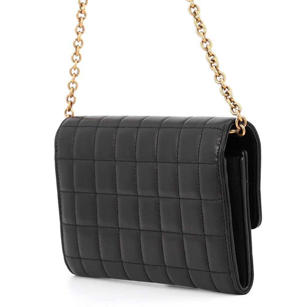 Saint Laurent Paris Chain Wallet le Maillon Lambskin Black Shoulder Bag — view 2