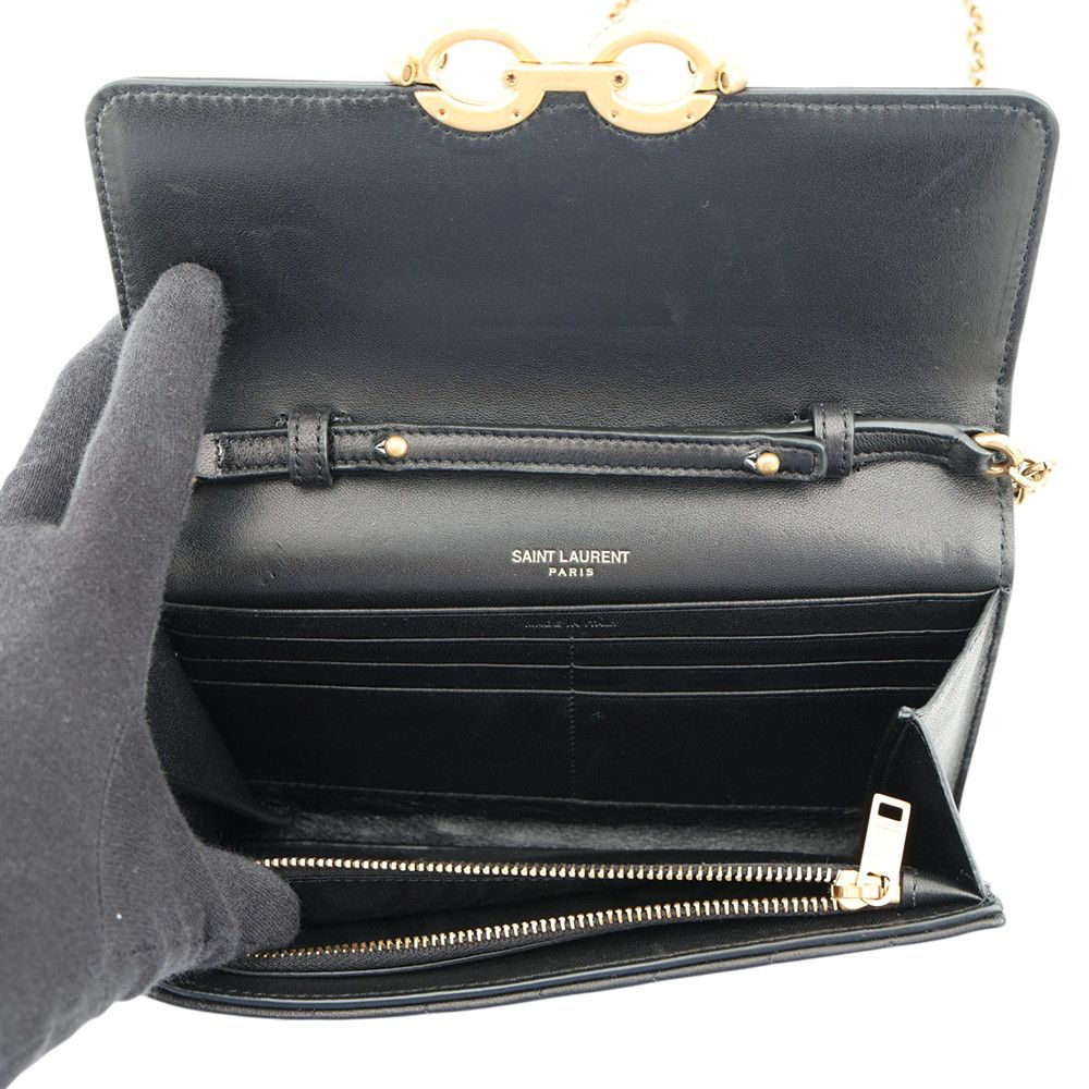 Saint Laurent Paris Chain Wallet le Maillon Lambskin Black Shoulder Bag — view 5