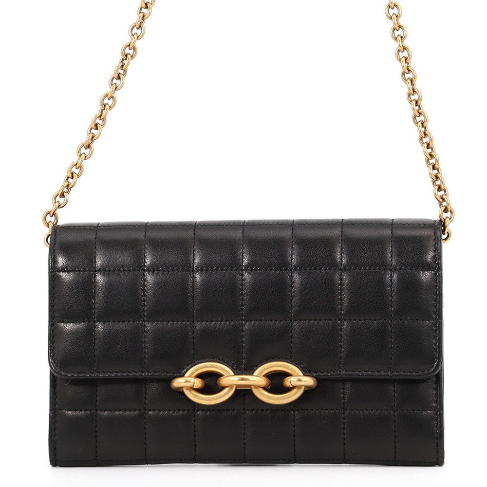 Saint Laurent Paris Chain Wallet le Maillon Lambskin Black Shoulder Bag
