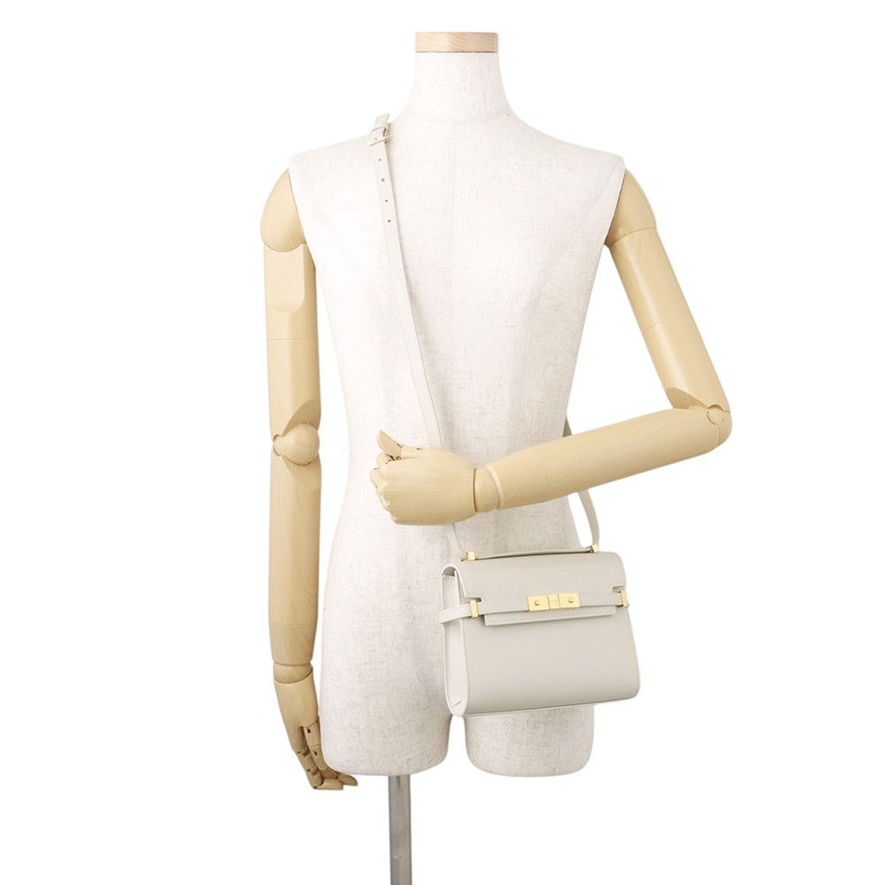 Saint Laurent Paris Shoulder Bag Manhattan Mini Leather White — view 4