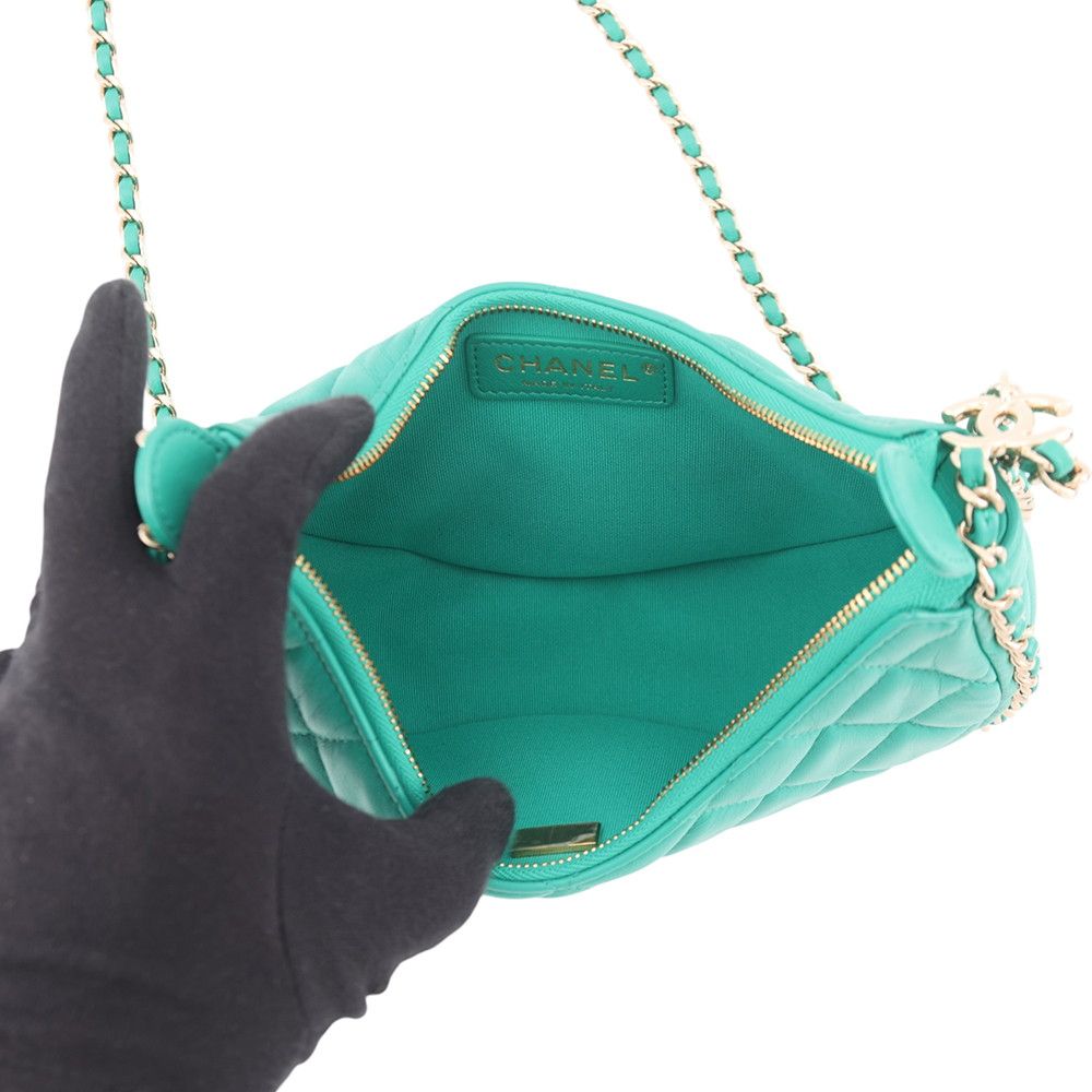 Chanel Chain Shoulder Bag Quilted Small Hobo CC Logo Lambskin — view 5