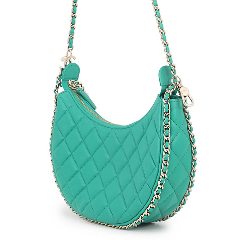 Chanel Chain Shoulder Bag Quilted Small Hobo CC Logo Lambskin — view 2