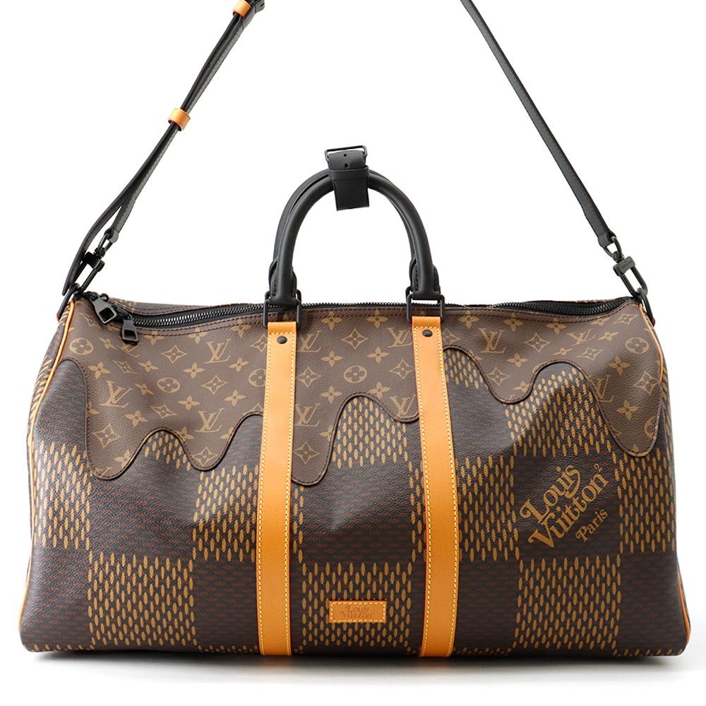 Louis Vuitton Boston Bag Damier Ebene Giant Monogram Keepall Bandouliere 50
