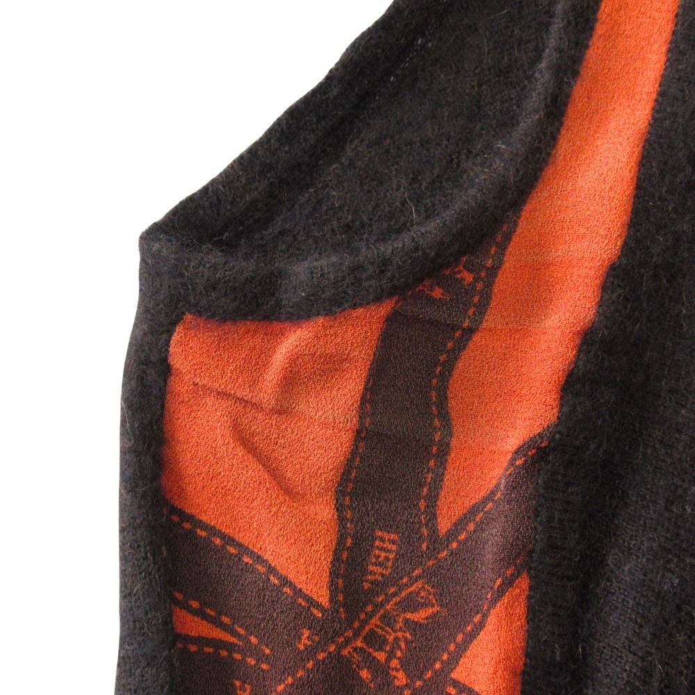 Hermes Bolduc Cashmere Silk Contrast Sleeveless Knit Sweater Top SM Dark Brown — view 4