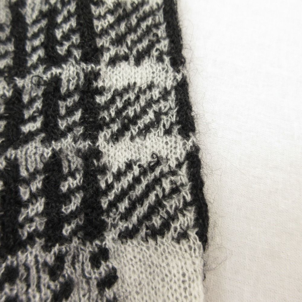 Dior Plaid Mohair Knit Polo Shirt Sweater 46 White Black — view 3