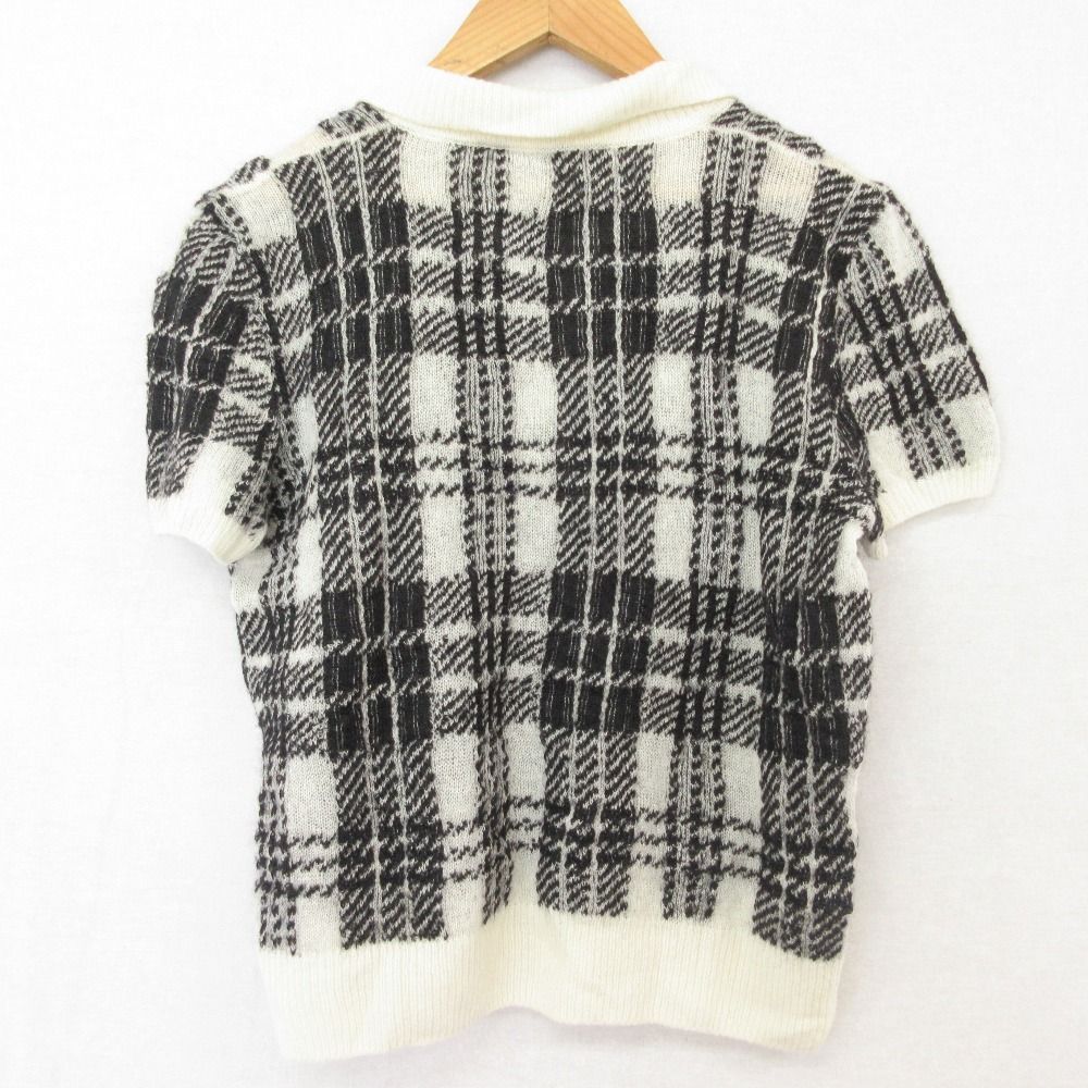 Dior Plaid Mohair Knit Polo Shirt Sweater 46 White Black — view 2