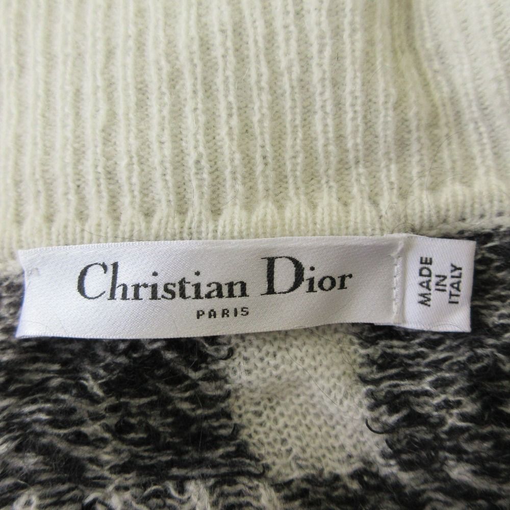 Dior Plaid Mohair Knit Polo Shirt Sweater 46 White Black — view 4