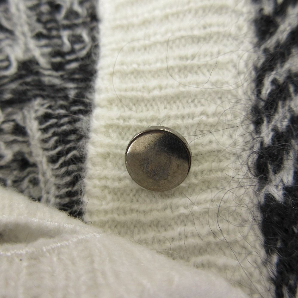 Dior Plaid Mohair Knit Polo Shirt Sweater 46 White Black — view 7
