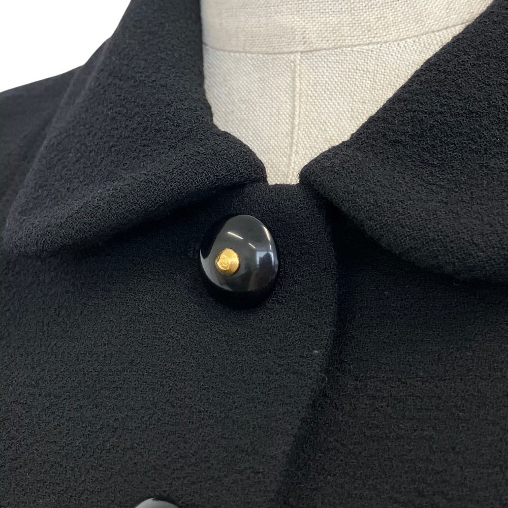 Chanel Vintage CC Logo Button Tweed Jacket Skirt Set 38 Black — view 7