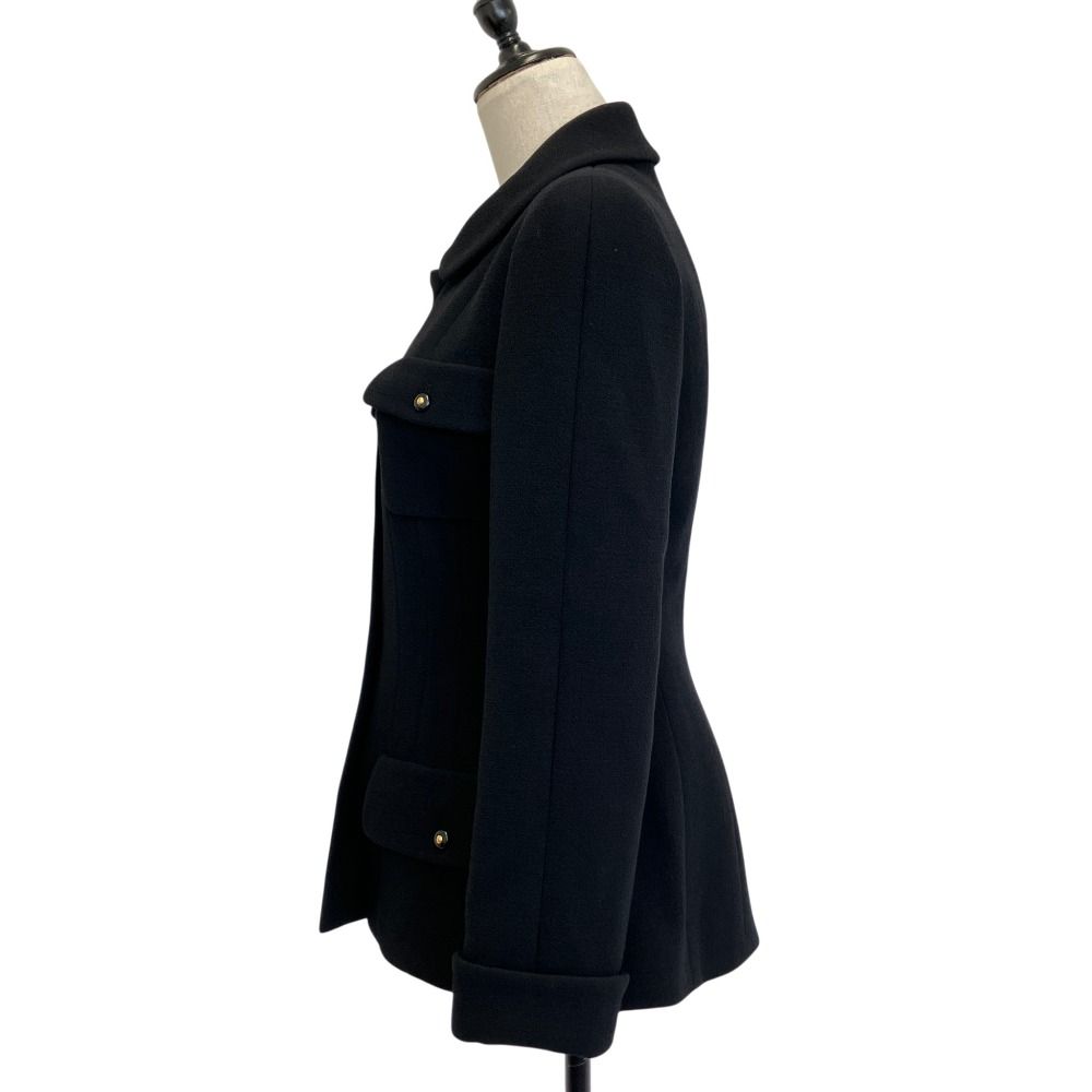 Chanel Vintage CC Logo Button Tweed Jacket Skirt Set 38 Black — view 4