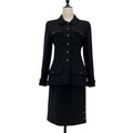 Chanel Vintage CC Logo Button Tweed Jacket Skirt Set 38 Black