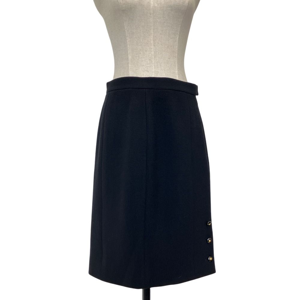 Chanel Vintage CC Logo Button Tweed Jacket Skirt Set 38 Black — view 8