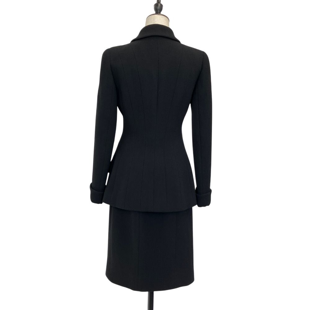 Chanel Vintage CC Logo Button Tweed Jacket Skirt Set 38 Black — view 2