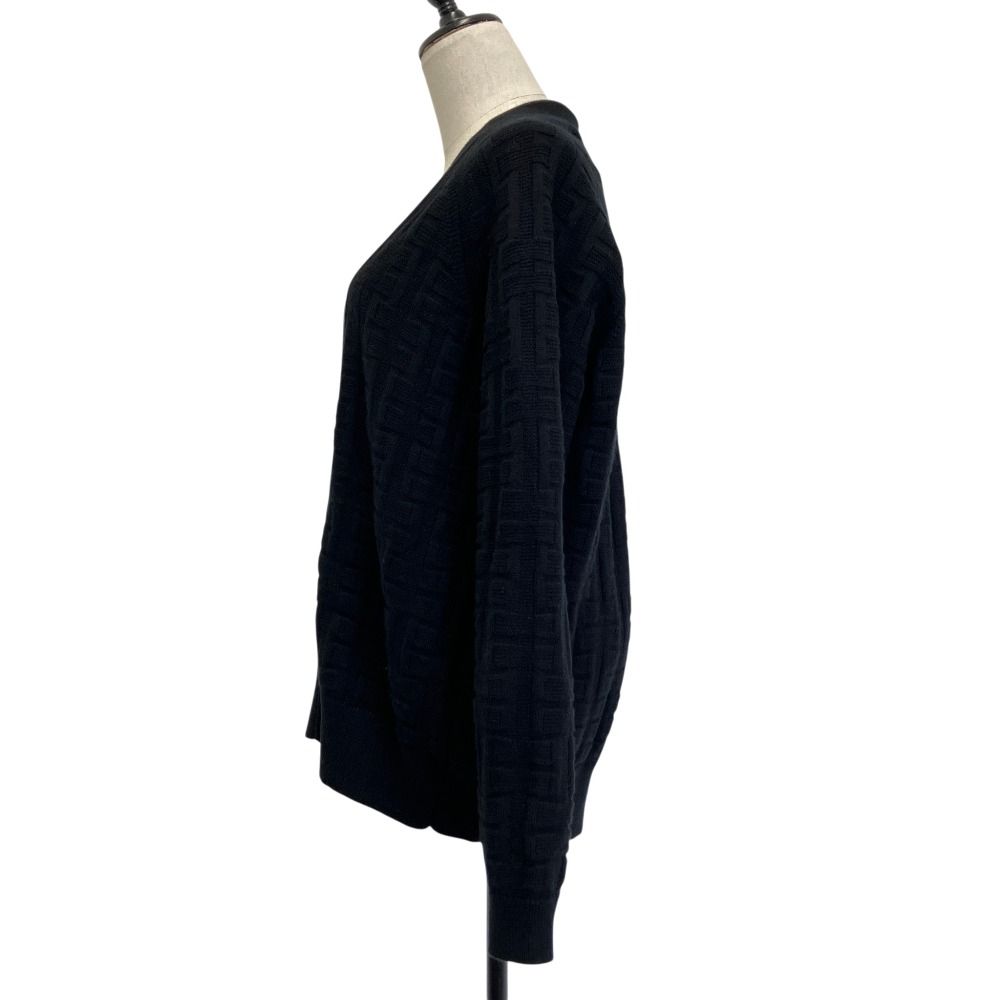 Hermes Pattern Virgin Wool Knit Cardigan 36 Black — view 2