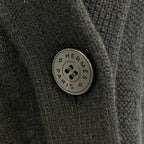 Hermes Pattern Virgin Wool Knit Cardigan 36 Black — view 4