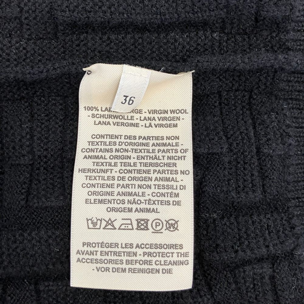 Hermes Pattern Virgin Wool Knit Cardigan 36 Black — view 6