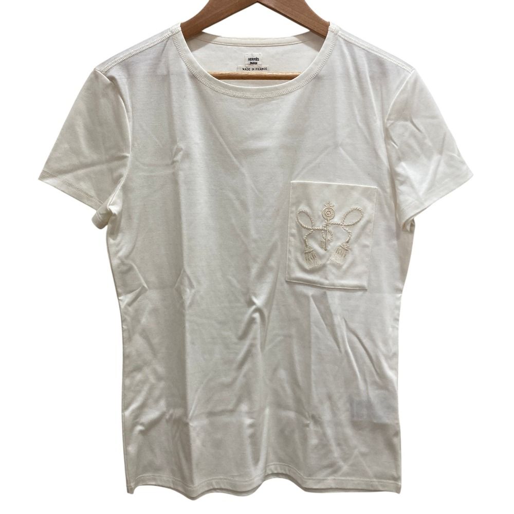 Hermes Chest Pocket Embroidery T-Shirt Off White
