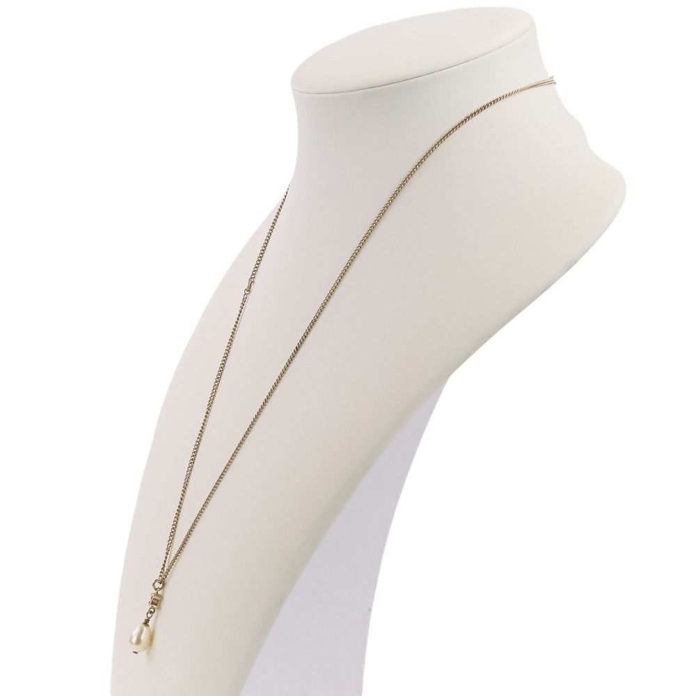 Chanel S CC Logo Pearl Chain Necklace Gold — view 6