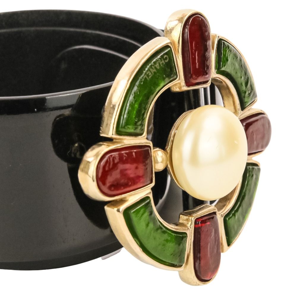 Chanel Gripoix Buckle Patent Leather Belt 75 30 Black — view 2